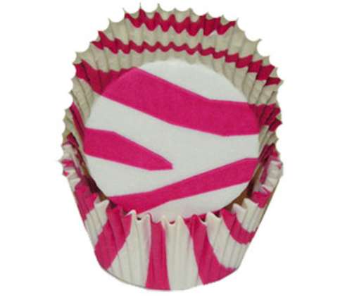 Hot Pink Zebra Stripes Cupcake Papers - Click Image to Close